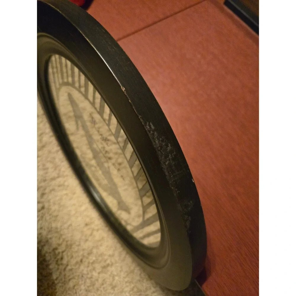 Vintage Round High Heels Etched Wall Mirror Black Frame Art Deco Style Vanity